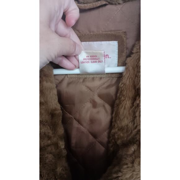 Y2K Vintage Penny Lane Suede Coat Sz M Genuine Leather, Faux Fur Xhilaration - Picture 8 of 11